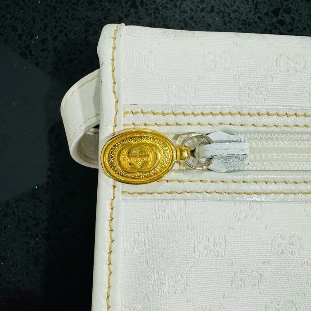 Vintage Gucci Interlocking GG Clutch purse shoulder bag ivory gold authentic - Picture 3 of 16